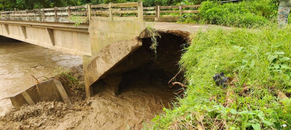 Incessant rainfall caused damage to Mercy Bridge in Meluri district.