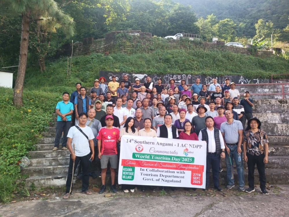 NDPP party workers with T. Kakihe Sumi during social work at Kisama on September 27.