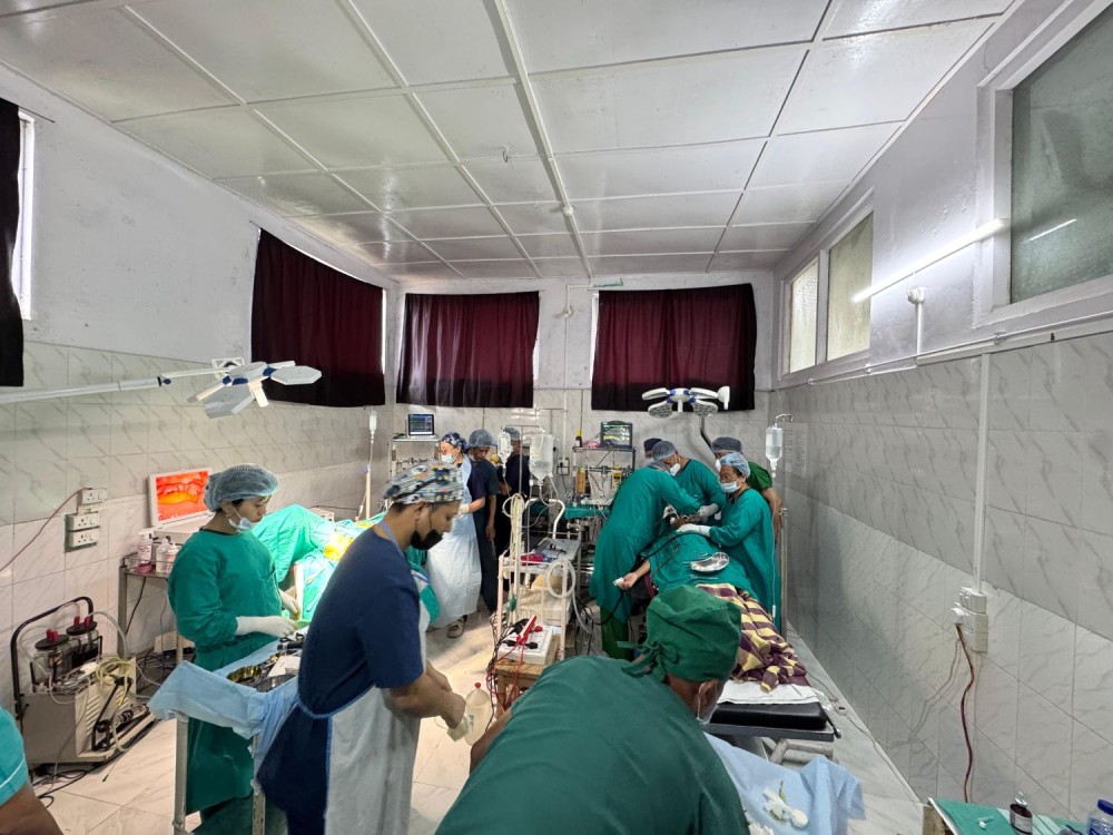 The CM-M0T Team led by MLA & Senior Surgeon, Dr. Tseilhoutuo Rhütso at Peren District Hospital managing two OT tables.