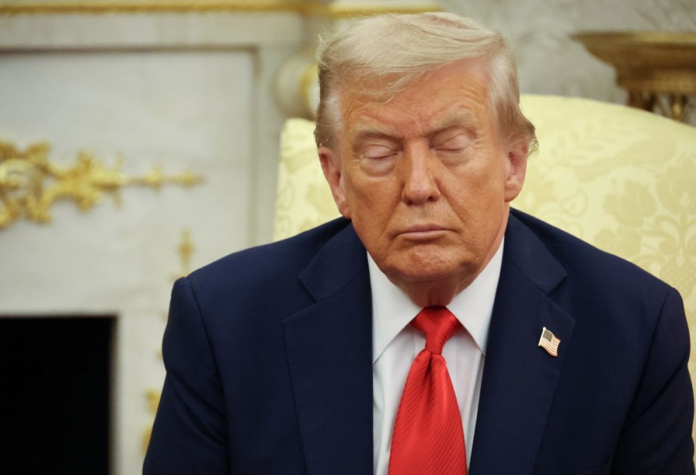 U.S. President Donald Trump listens to South Korean President Lee Jae Myung during their talks with in the Oval Office of the White House in Washington on Aug. 25, 2025. (IANS/Yonhap)