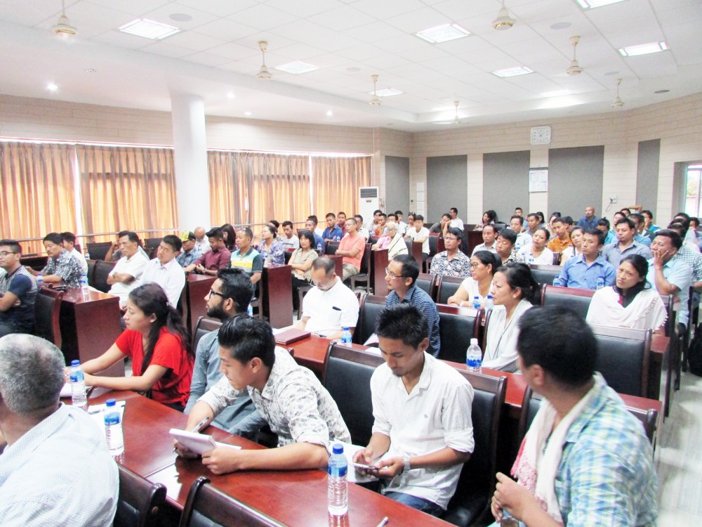 Participants at the 5th Morung Lectures, listening to Rev. Dr. Wati Aier speak on ‘Nagas:Contemporary Nationalism’, held on Saturday, August 13 at Elim Hall, DABA, Dimapur.