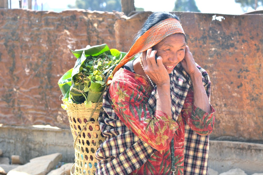 Loreni, a door-to-door vegetable seller in Wokha town. (Morung Photo)