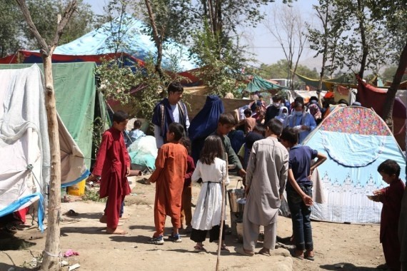 Afghan displaced people who fled from their homes during the fights take shelter in a public park in Kabul, Afghanistan, Aug. 11, 2021. (Sayed: Mominzadah/Xinhua/IANS File Photo)