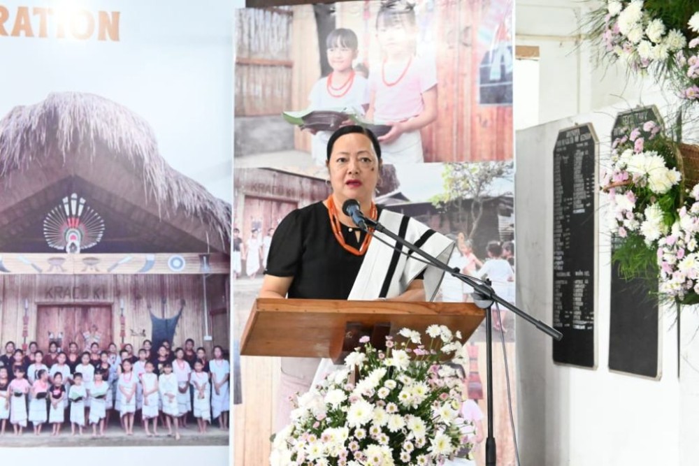 Salhoutuonuo Kruse addressing Khukhwiinyi festival on September 13.