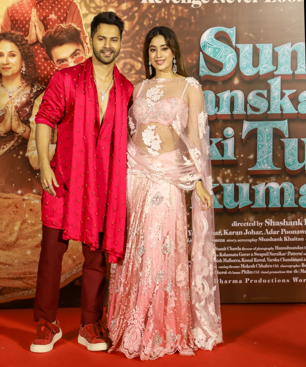 Mumbai: Actors Varun Dhawan and Janhvi Kapoor at the trailer launch of Sunny Sanskari Ki Tulsi Kumari, in Mumbai, Monday, September 15, 2025. (IANS)