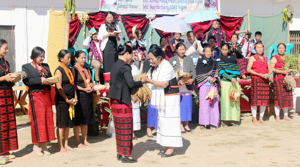 Women farmers exchange variety of indigenous seeds at the seed exchange festival cum seminar held in Kiphire under the theme ‘Celebrating agro biodiversity, building solidarity.’ (Morung Photo)