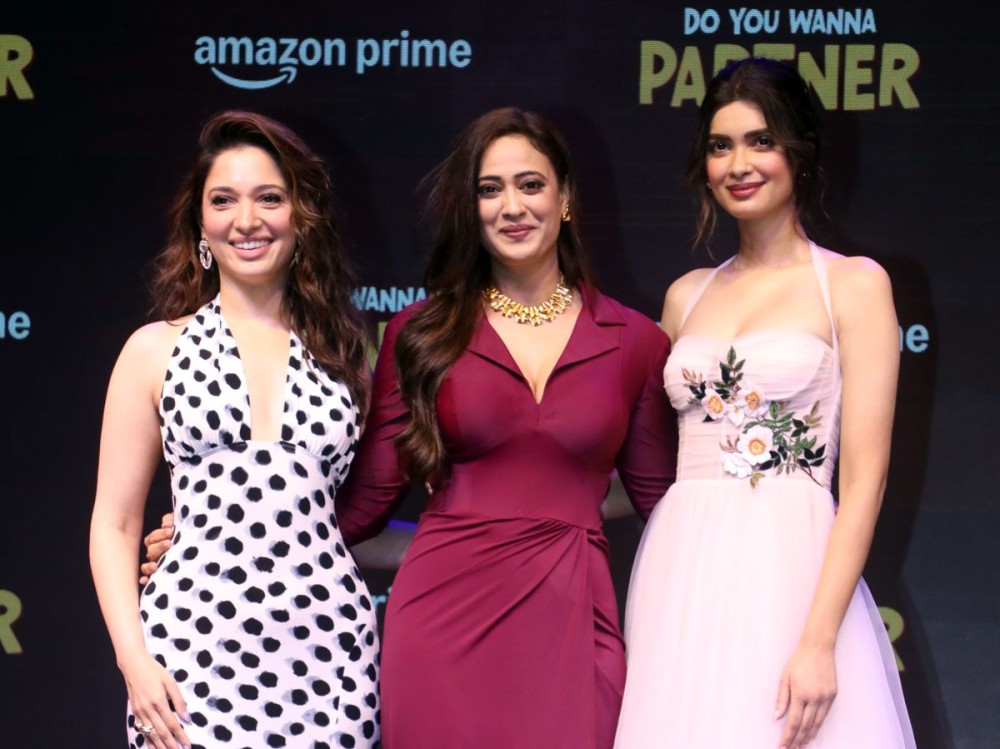 Mumbai:  Actresses Shweta Tiwari, Tamannaah Bhatia, and Diana Penty at the trailer launch of the drama series 'Do You Wanna Partner' in Mumbai on Friday, August 29, 2025. (Photo: IANS)