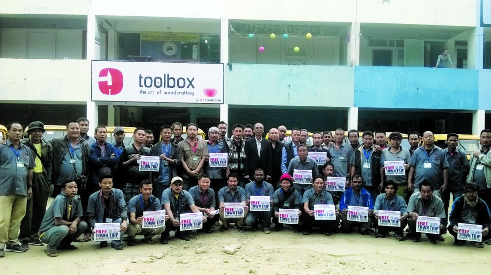 The volunteer autorickshaws drivers along with the DDADU president (standing centre) at the DDADU office, Naga Shopping Arcade on December 20.