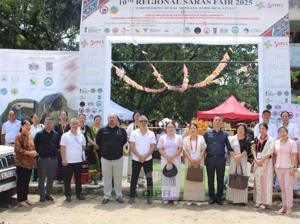 Director, Rural Development, M. Mongna Konyak and officials during the inauguration of the 10th Regional Saras Fair 2025 held at Dimapur. (DIPR Photo)