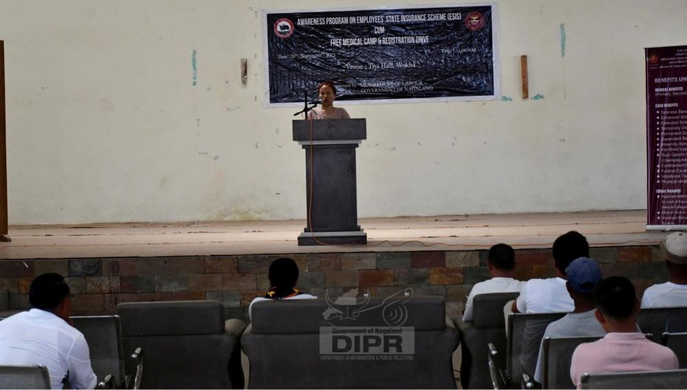 Department of Labour organized an awareness programme on the Employees State Insurance (ESI) Scheme, coupled with a free medical health camp and registration drive, at Tiyi Hall, Wokha on September 26. (DIPR Photo)