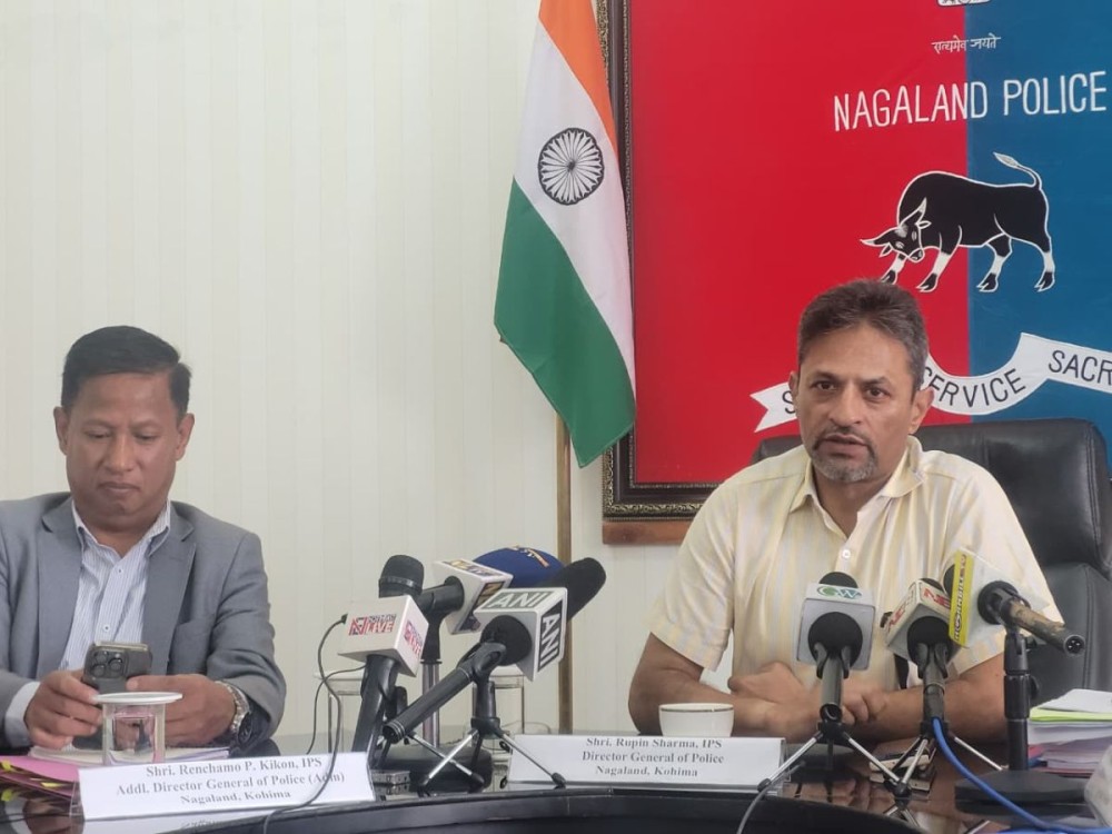 DGP Rupin Sharma addressing a press conference in Kohima on September 30. (Morung photo)