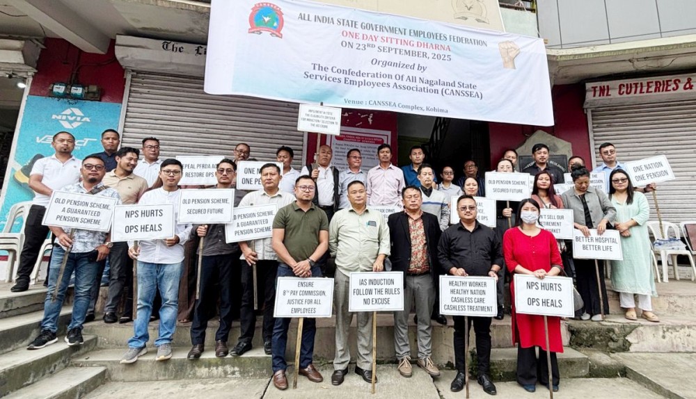 Members of CANSSEA join state wide sit-in dharna in Kohima on September 23. (Morung Photo)