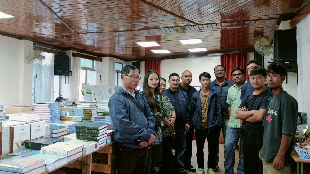 Moa Imsong, Associate Pastor of City Church Kohima (5th from L), Daniel Francis, Manager, Beautiful Books (5th from R), Rev Simon Raikhan, Pastor of New Spring Ministry Kohima (4th from L) along with others during the inaugural of the Beautiful Books Book Fair at Red Cross Building Kohima on September 15.