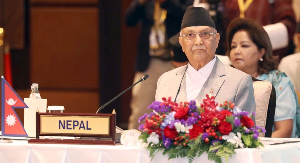 Bangkok: Nepal Prime Minister KP Sharma Oli attends the 6th BIMSTEC Summit in Bangkok on Friday, April 04, 2025. (Photo: IANS)