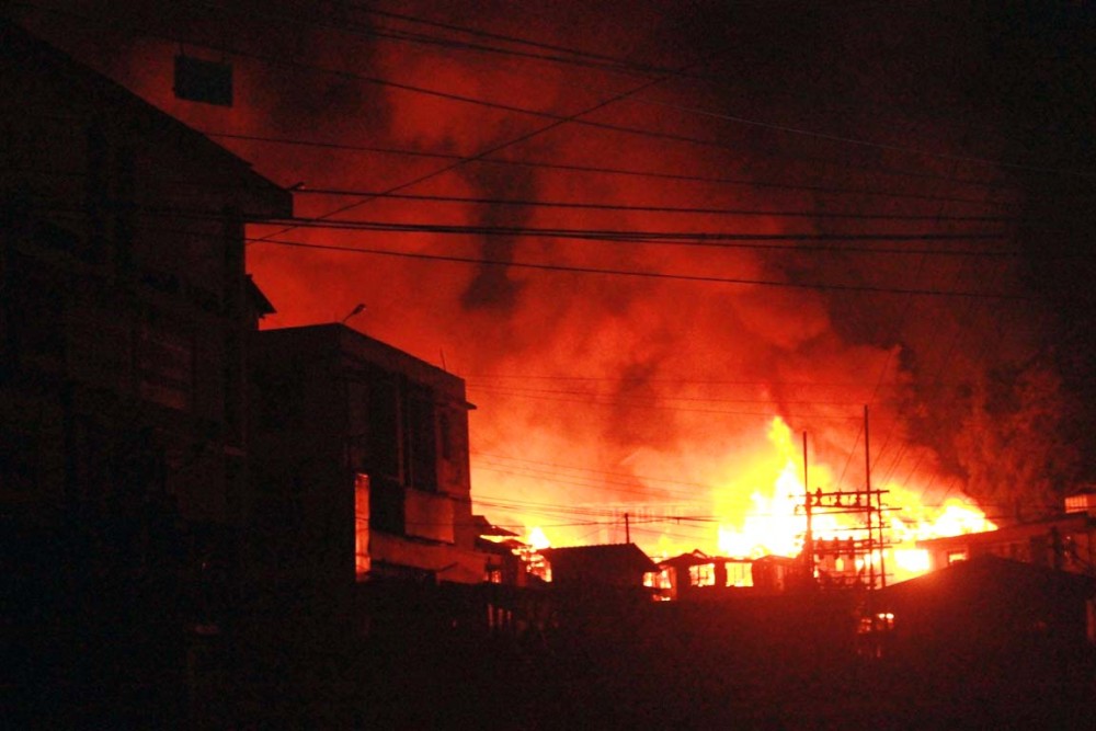 Government buildings being set ablaze in Kohima on February 2.