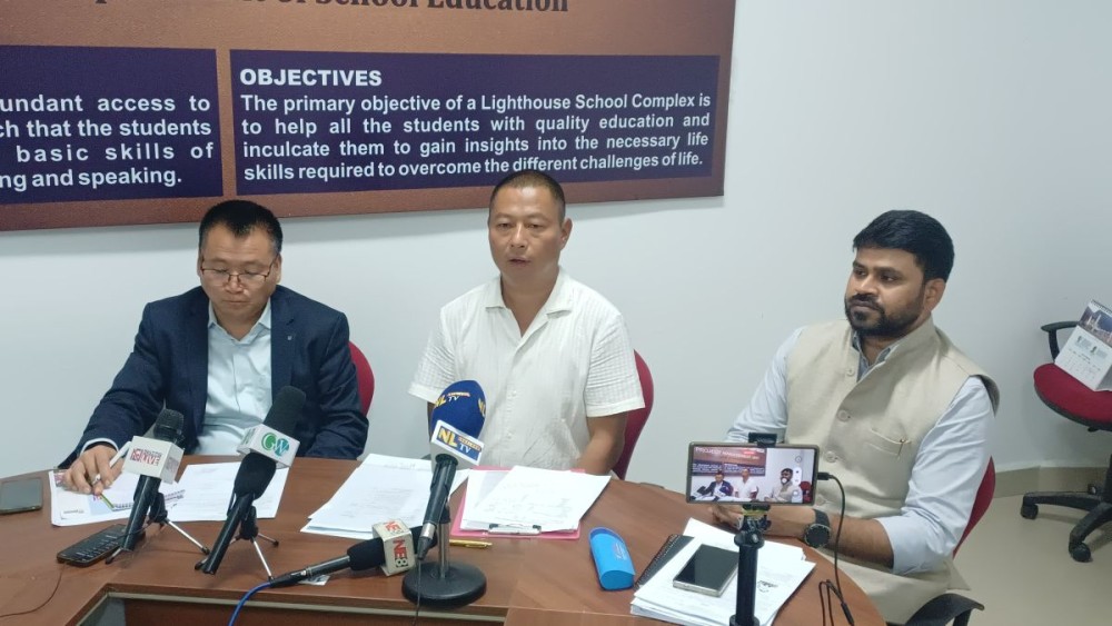 Advisor Kekhrielhoulie Yhome, Principal Director Shashank Pratap Singh and State Mission Director L Jamithung Lotha during a press conference held on September 19.