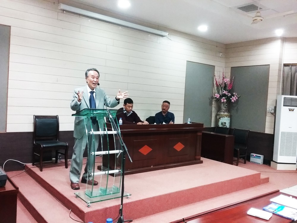 Dr. Mikio Miyagi presents the Church and Society Annual Lecture, 2017, at DABA’s Elim Hall on Tuesday, December 12. (Morung Photo)