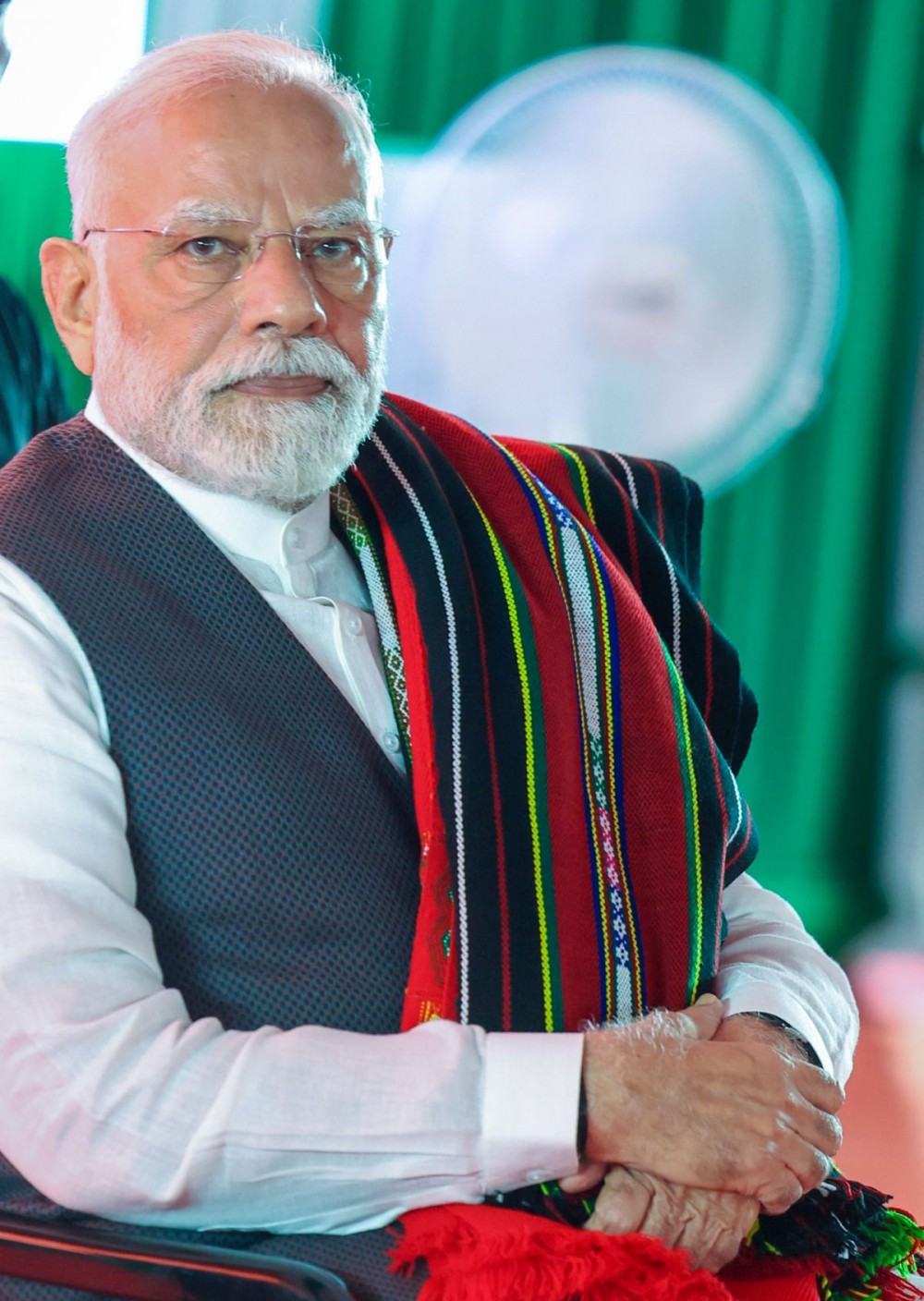Churachandpur: Prime Minister Narendra Modi attends the foundation stone laying ceremony of various development works during his visit to Churachandpur, Manipur, on Saturday, September 13, 2025. (Photo: IANS/PMO)