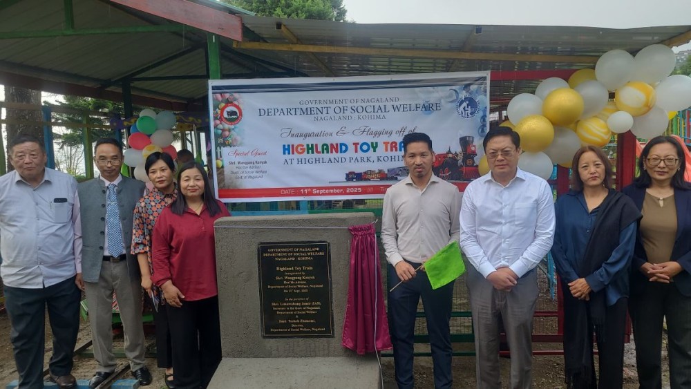 Wangpang Konyak and others during the inauguration of Highland Toy Train on September 11. (Morung photo)