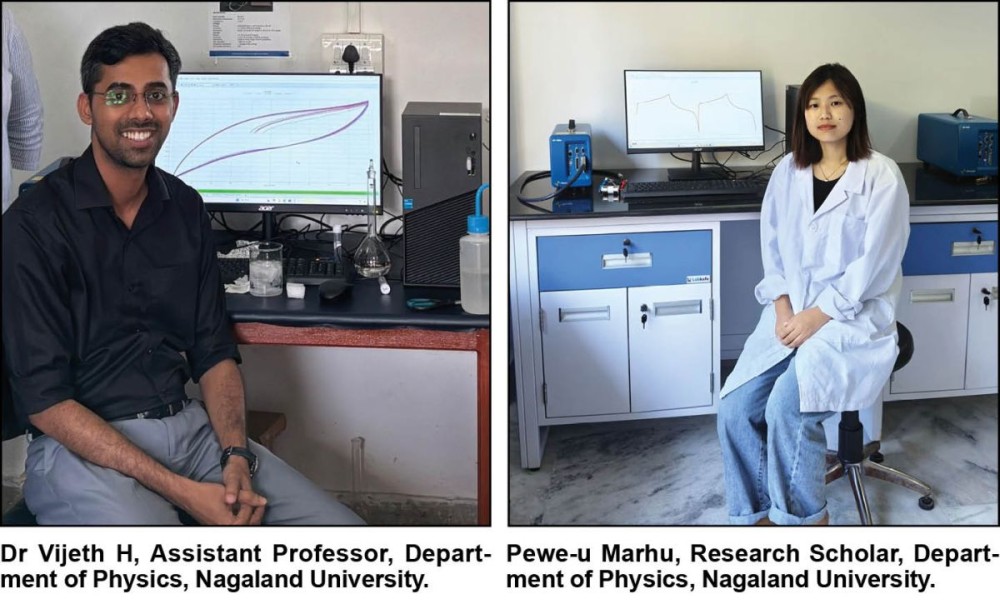 Researchers at the Advanced Materials for Device Applications (AMDA) Lab, Lumami campus, Nagaland University, developed a flexible supercapacitor prototype using cobalt-doped molybdenum diselenide, achieving high energy density and durability suitable for wearable and electric vehicle applications.