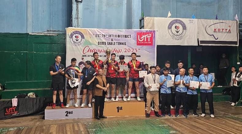 Some of the winners of UTT 28th Inter -District & State Table Tennis Championship 2025 in Kohima on October 3.