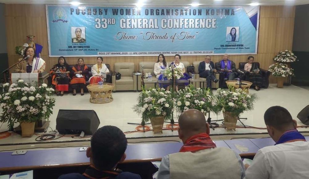 PWOK President Chiirasa Katiry delivers the presidential address during the 33rd general conference of PWOK in Kohima on October 25. (Morung Photo)