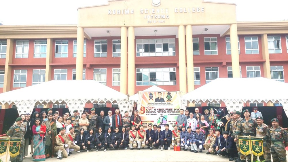 Abu Metha and others during unveiling ceremony of poster, mascot and theme song on October 6. (Morung Photo)