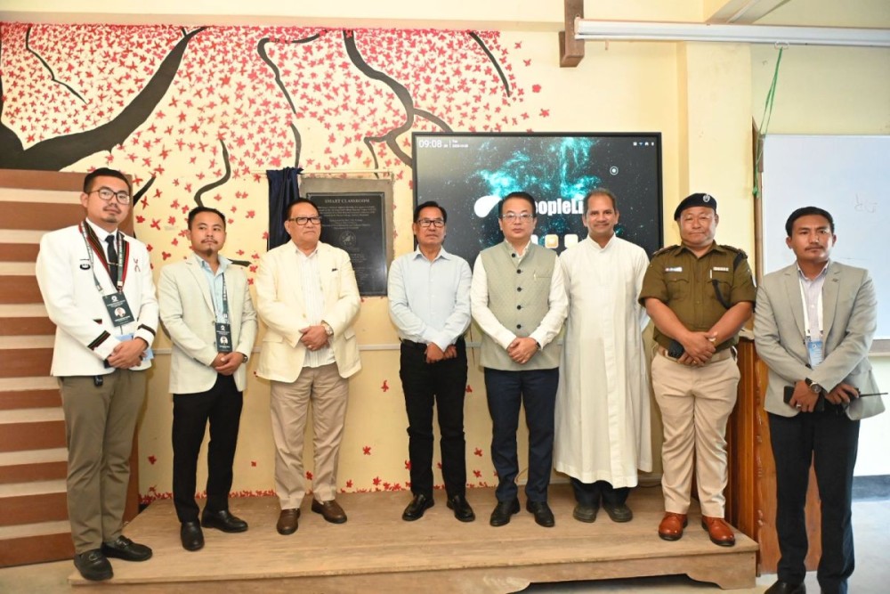 Officials and others during the inauguration of smart class room at St Xavier College, Jalukie on October 28.