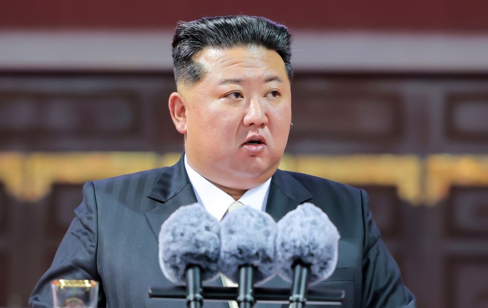 North Korean leader Kim Jong-un delivers a speech during an event at May Day Stadium in Pyongyang on Oct. 9, 2025, to celebrate the 80th anniversary of the founding of the Workers Party of Korea, in this photo released by the North's official Korean Central News Agency the next day. Kim pledged to turn the country into an "affluent" socialist "paradise." (IANS/Yonhap)