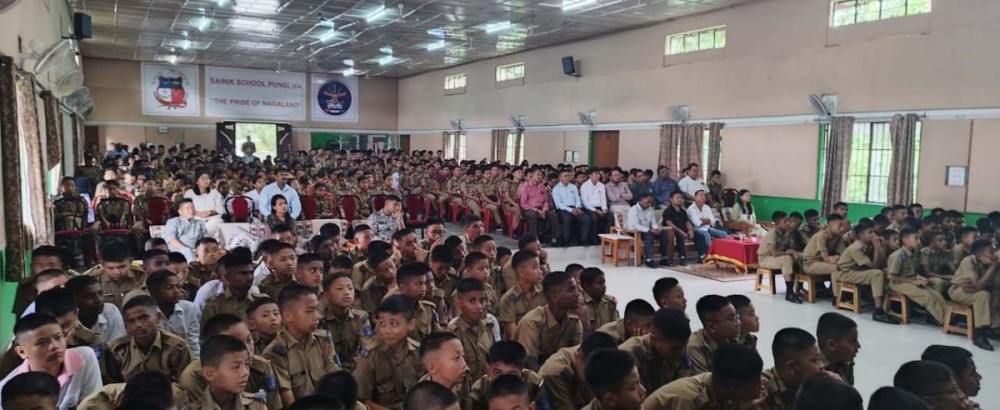 Section of the cadets and others attending the awareness programme held at Sainik School Punglwa on October 13.