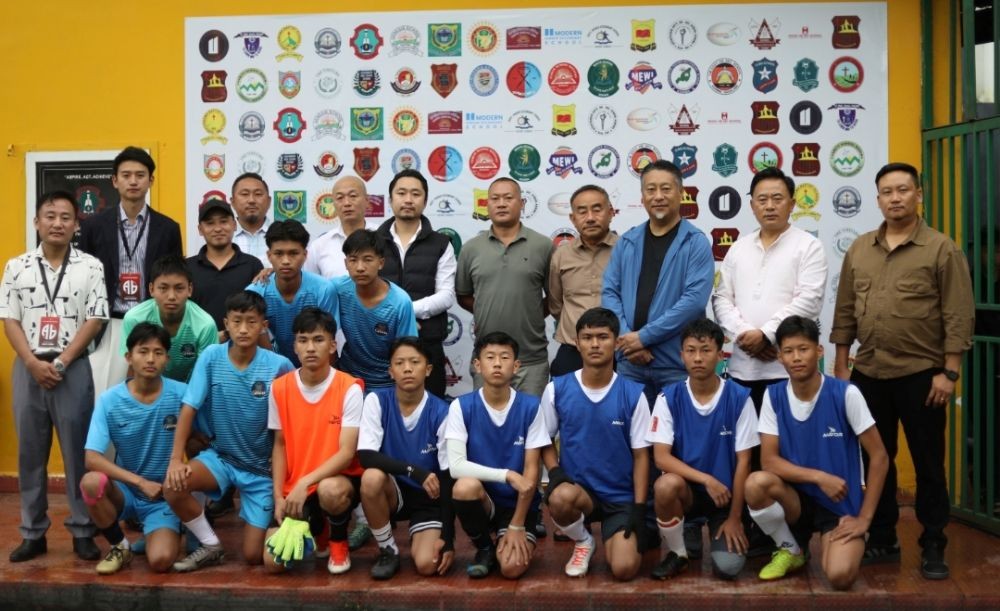 Dr. Tseilhoutuo Rhutso and others during the opening ceremony of 1st Inter-High School Futsal Tournament in Kohima on October 3.