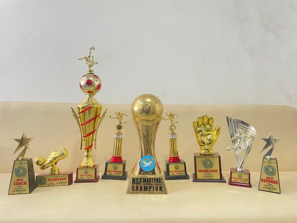 Trophies await the winners of the 25th anniversary edition of NSF Martyrs’ Memorial Trophy.
