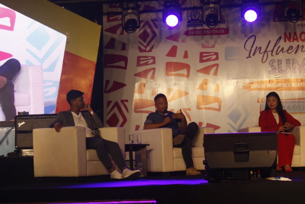 Imkong Walling, Principal Correspondent, The Morung Express, and Kallol Dey, Senior Journalist & Google News Initiative Trainer (Fact Check & Fake News Verification), speak at the panel talk on “Digital and Social Media Responsibility and Ethical Awareness” during the Nagaland Influencers Summit 2025 held on October 18 at The Heritage, Kohima.
