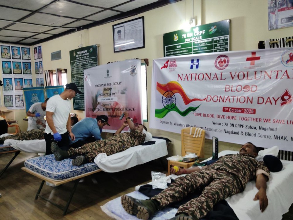 CRPF personnel donates blood on National Voluntary Blood Donation Day on October 1.