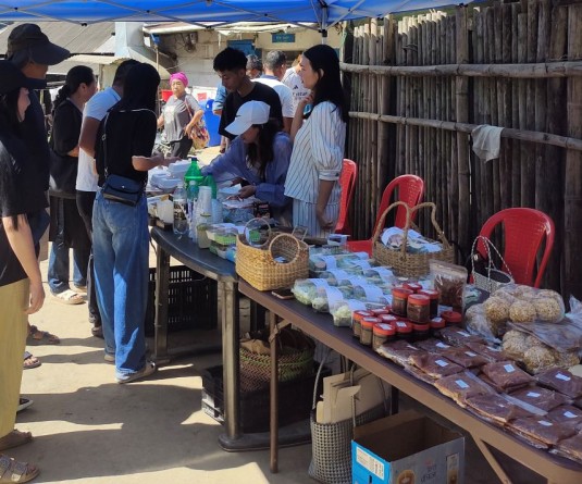 Participants of the Tongdentsuyong Entrepreneurs Sales Day display their locally made products during the launching programme held at Mokokchung on October 16.