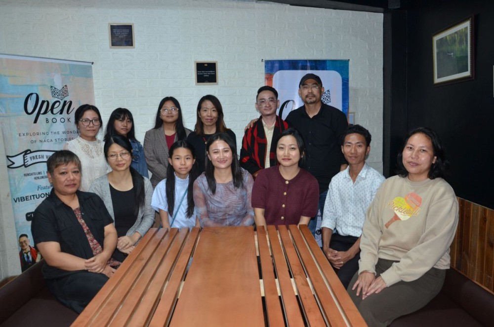 Members of Writers' Collective Kohima seen with some of the participants of the second series of Open Book at D/Cafe on October 4.