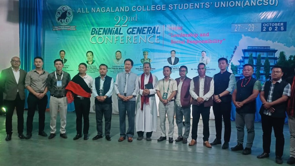 KG Kenye and other during introductory session of ANCSU 22nd biennial conference on October 27 at Jalukie.(Morung Photo)