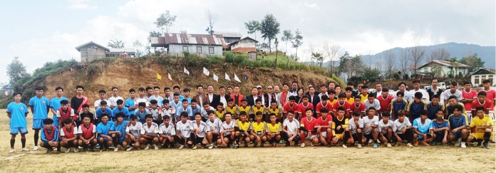Advisor S Keoshu Yimkhiung addresses the opening ceremony of the 36th edition of the CASA Annual Football Tournament 2025 at Chessore HQ on October 28.
