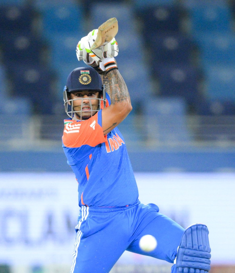 Dubai: India's captain Suryakumar Yadav plays a shot during the Asia Cup 2025 match between India and Sri Lanka at Dubai International Stadium in Dubai on Friday, September 26, 2025. (Photo: IANS/Biplab Banerjee)
