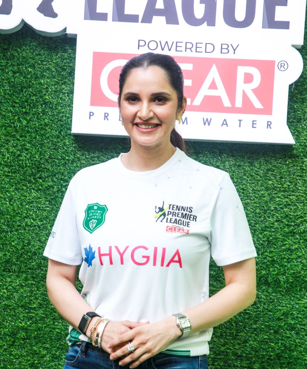 Mumbai: Former tennis player Sania Mirza poses for a photograph at the auction of Tennis Premier League Season 7, in Mumbai on Thursday, October 9, 2025. (Photo: IANS)