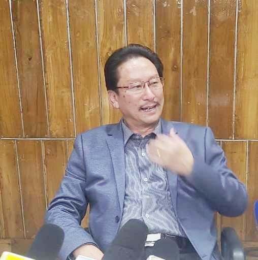 KG Kenye addresses the media in Kohima on October 30. (Morung Photo)