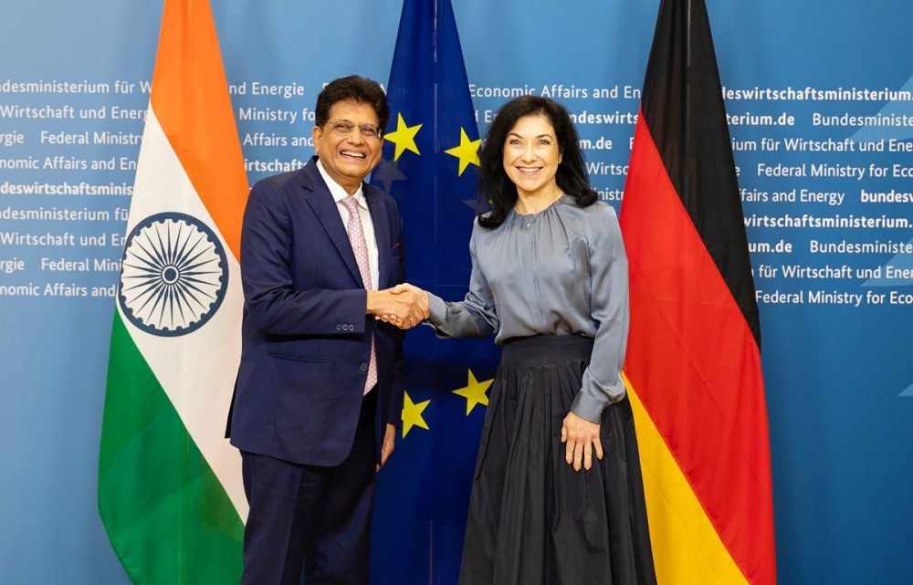 Berlin: Union Minister Piyush Goyal meets German Federal Minister for Economic Affairs and Energy, Katherina Reiche, in Berlin, Thursday, October 23, 2025. (Photo: IANS)
