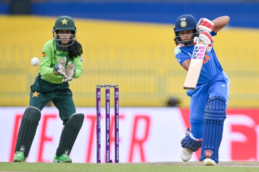 Colombo: India's Pratika Rawal plays a shot during the ICC Women's World Cup match between India Women and Pakistan Women at R. Premadasa Stadium in Colombo, Sri Lanka, on Sunday, October 5, 2025. (Photo: IANS/Biplab Banerjee)