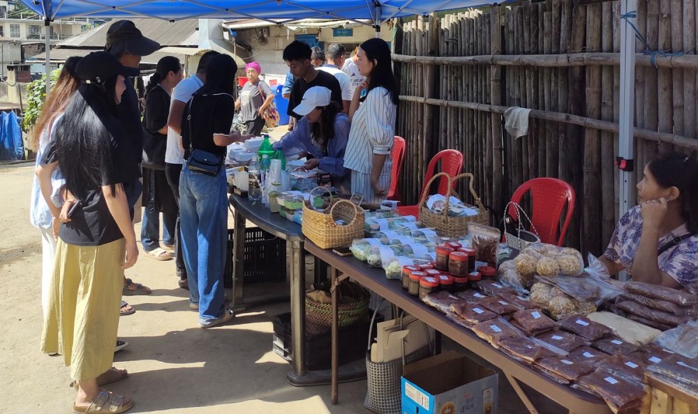 Participants of the Tongdentsuyong Entrepreneurs Sales Day display their locally made products during the launching programme held at Mokokchung on October 16.