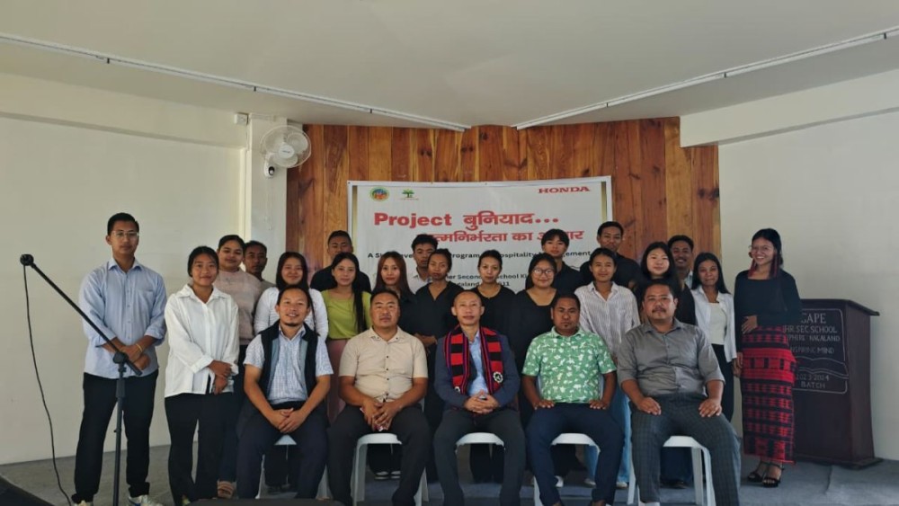 Participants and officials during the inauguration of the Hotel Management Programme at Agape Higher Secondary School Auditorium, Kiphire, on October 3.