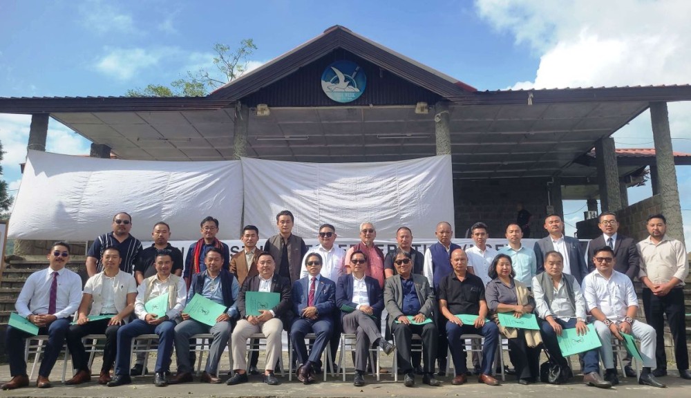 Achumbemo Kikon and others during 79th foundation day celebration in Kohima on October 29. (Morung Photo)