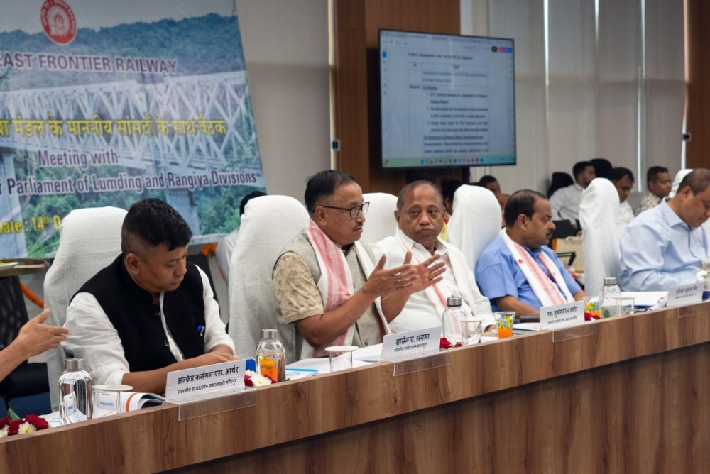 Nagaland Lok Sabha MP S. Supongmeren Jamir speaking at the Northeast Frontier Railway (NFR) meeting held at Maligaon, Guwahati, on October 14 to review and discuss the progress of various ongoing railway projects in the region.
