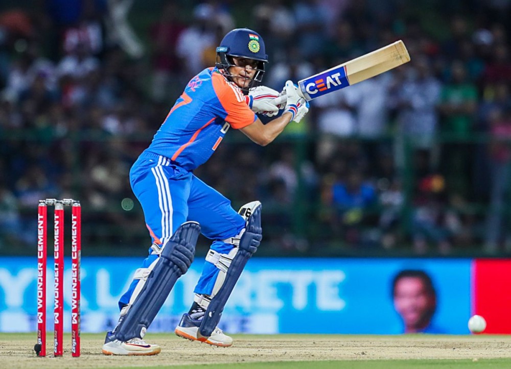 Pallekele: Indian Cricketer Shubman Gill hits a shot during Sri Lanka vs India, 1st T20I match at Pallekele International Cricket Stadium in Pallekele on Saturday, July 27, 2024.(Photo:IANS/@BCCI)