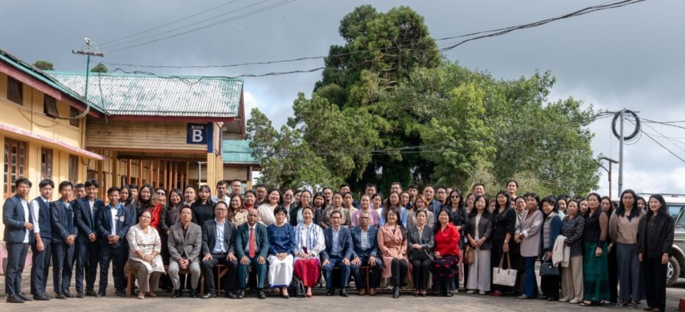 Academic Dr Theyiesinuo Keditsu with college Principal, Dr I Wati Imchen, staff and others during the inaugural lecture of Fazl Ali College, Mokokchung on November 3.