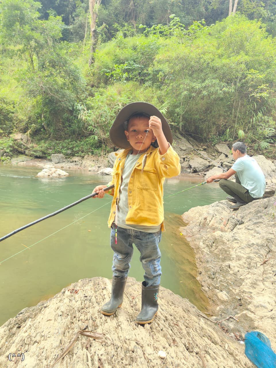 Five-year-old Marlong Jamir, the youngest participant of the River Angling Festival 1.0, organised by Tzüla Green Zone Project at Tzüla (Dikhu) River, Mokokchung, on October 31 and November 1. (Image Courtesy: TGZP)